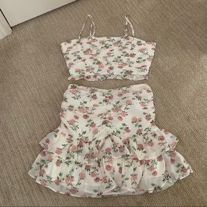 floral crop top and skirt set